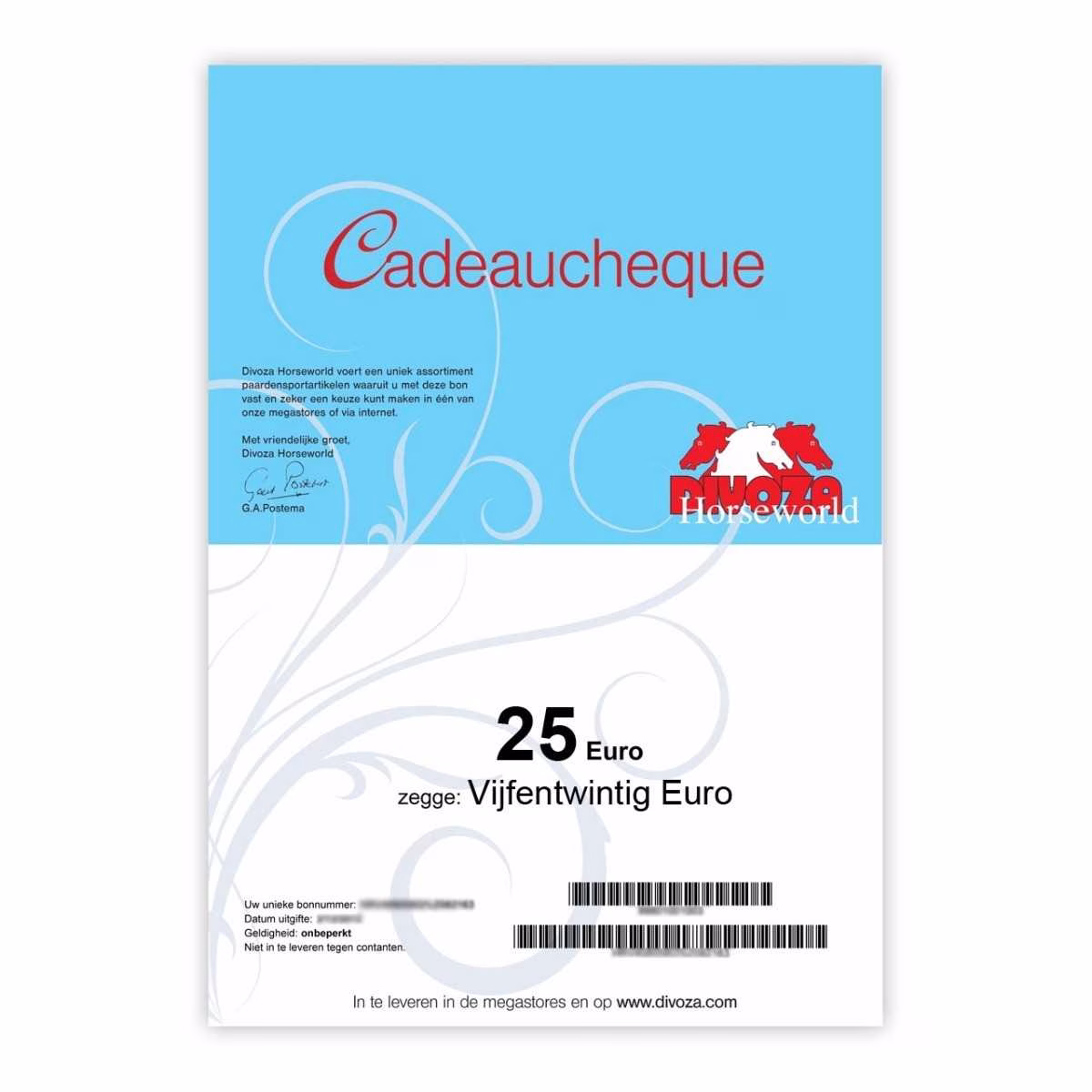 Divoza Cadeaucheque 25 Euro - N.v.t.
