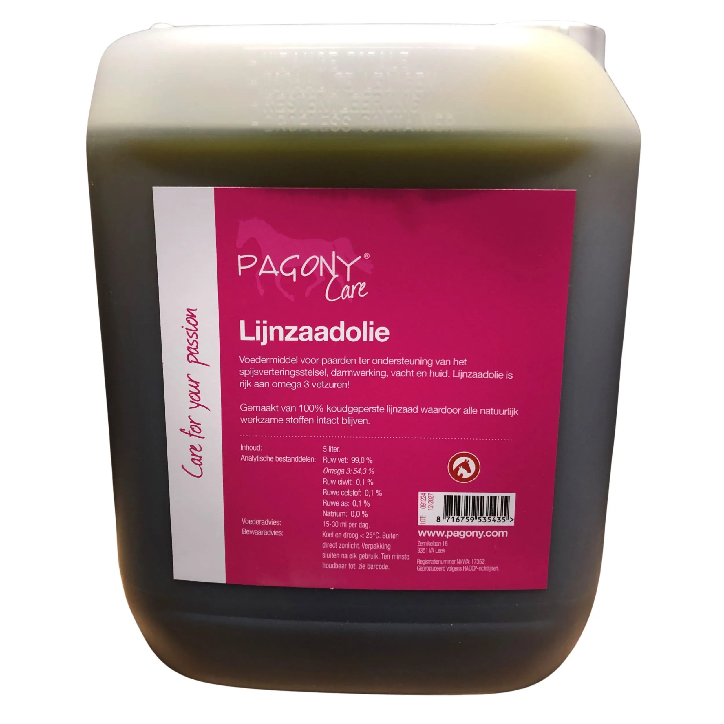 Pagony Care Lijnzaadolie 5 ltr achterkant 61182